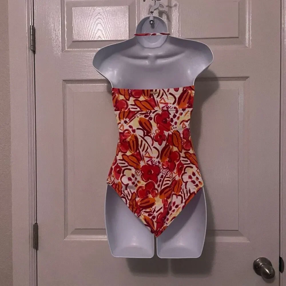 Lands End Canvas Size 4 One Piece Bikini Orange Pink
